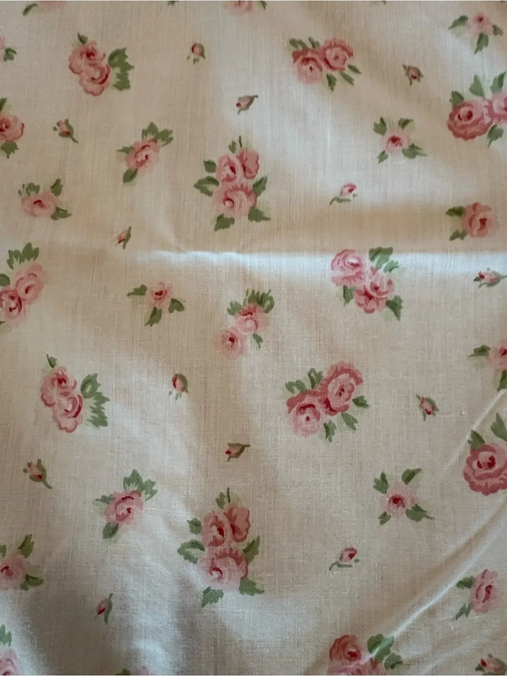 Vintage Laura Ashley Pink and Green Rose Print fitted/flat sheet set